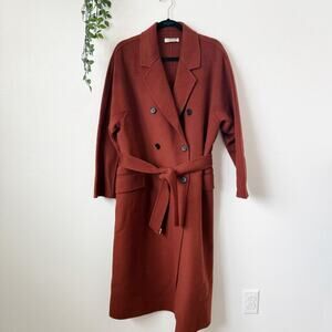 Gentle Herd Double-Breasted Long Wool Coat Sz XL